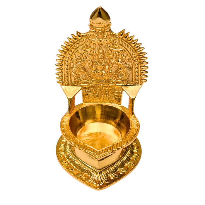 Brass Lakshmi Diya (Kamatchi Vilakku) Gold Plated Specially From Nachiyarkovil Kumbakonam - 1 pc (700 g)