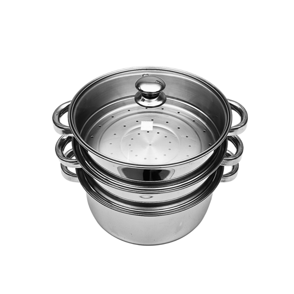 Pigeon Elantra Stainless Steel 3 Tier Steamer Pot Set with Glass Lid - 1 Pc