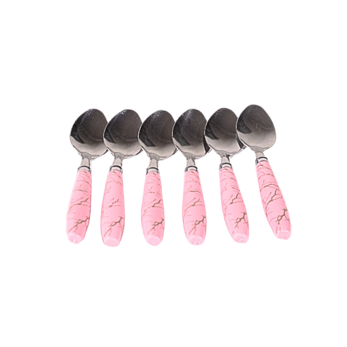 Fancy Spoon With Plastic Handle - Set Of 6