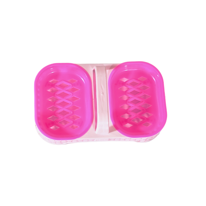 Plastic Trendy Soap Tray with Two Compartment - 1 Pc