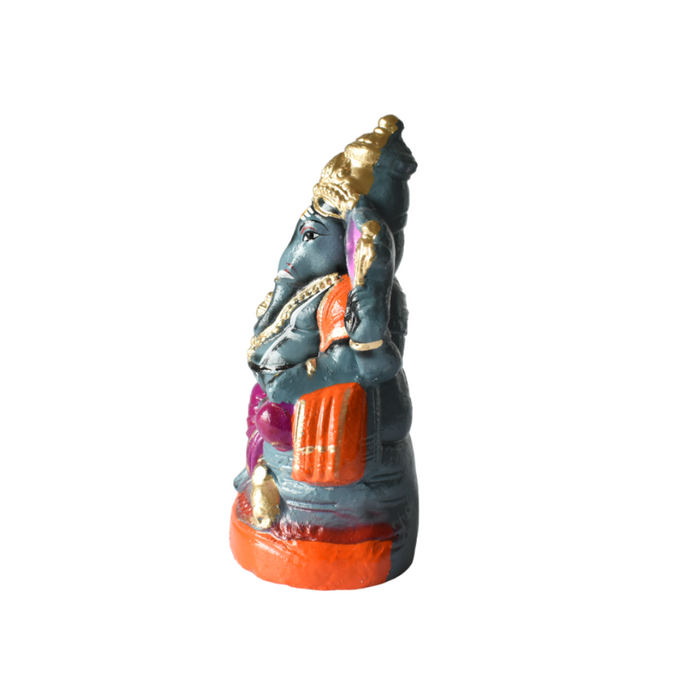 Ganesha Statue Painted Grey Idol Made With Real Clay - 1.2 Feet