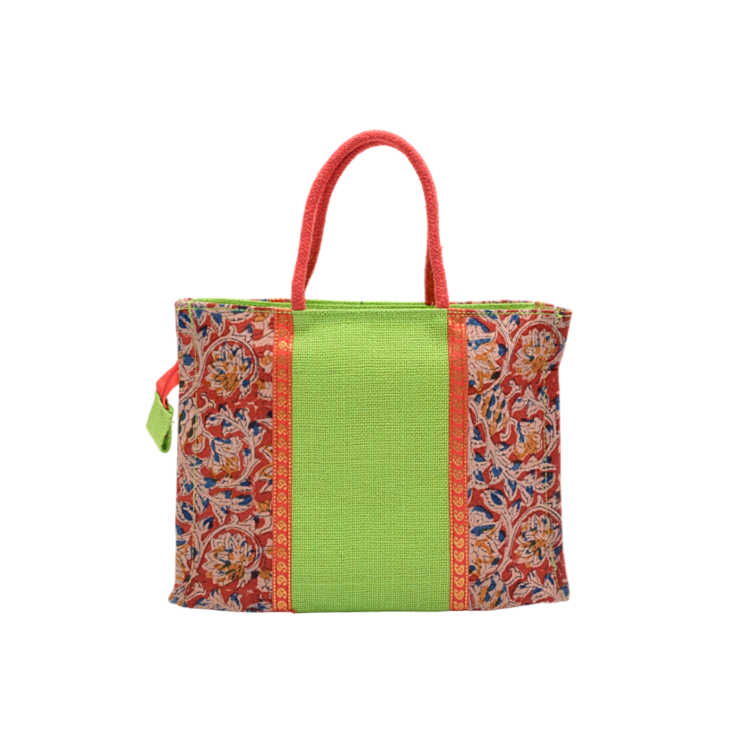 Ladies Fancy Kalamkari Bag Green - 1 Pc(12w x 9h x 4s)