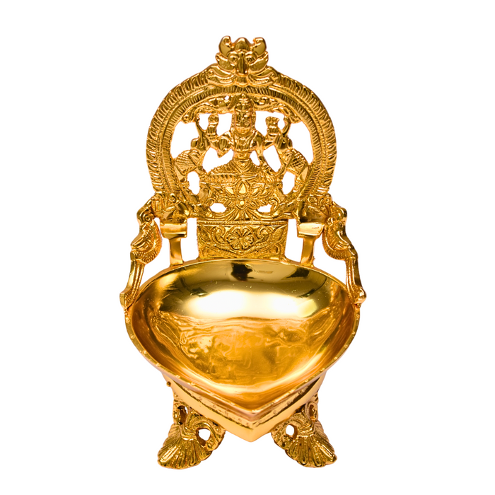 Brass Karumbu Kamatchi Agal Lamp Gold Plated Specially From Nachiyarkovil Kumbakonam - 9 Inches