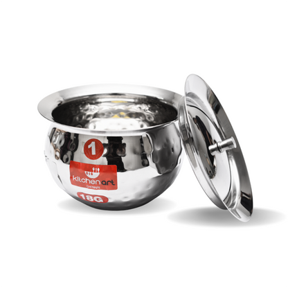 Stainless Steel Hammered Handi Without Handle - Set Of 3