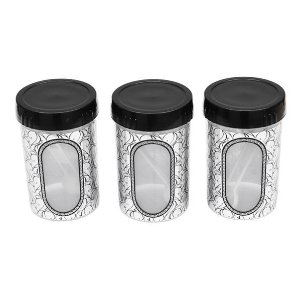 Asian Blossom Jar Storage Containers with Spoon - Set of 3(1200 ml)