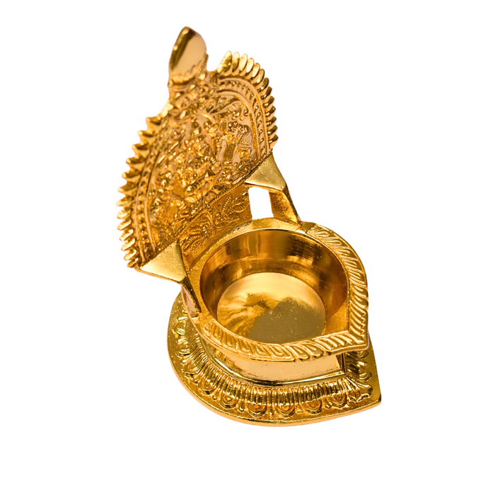 Brass Lakshmi Diya (Kamatchi Vilakku) Gold Plated Specially From Nachiyarkovil Kumbakonam - 1 pc (700 g)