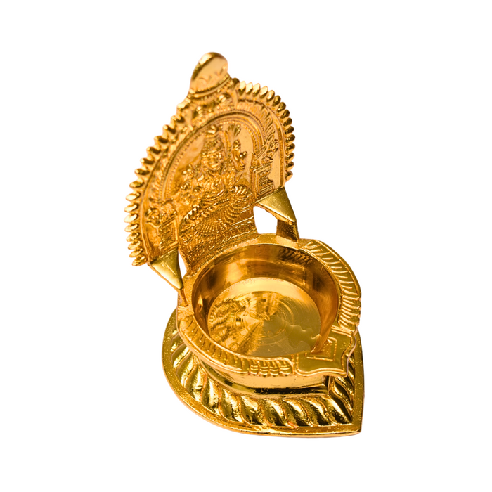 Brass Karumbu Kamatchi Oil Lamp Gold Plated Specially From Nachiyarkovil Kumbakonam - 1 Pc