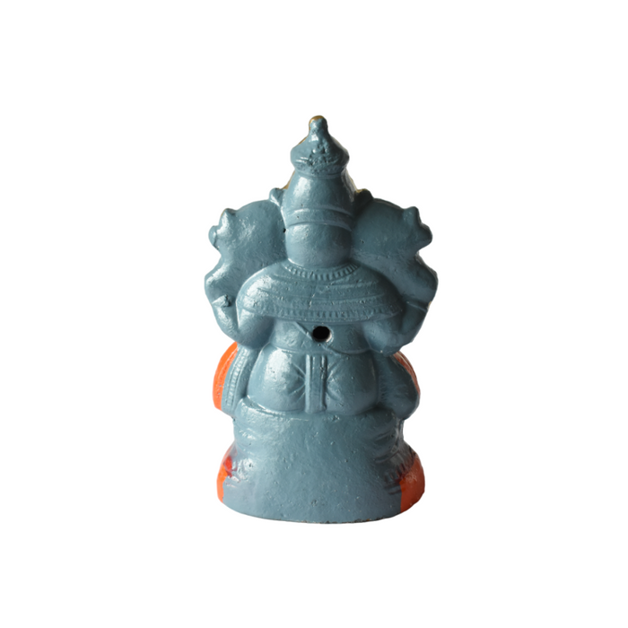 Ganesha Statue Painted Grey Idol Made With Real Clay - 1.2 Feet