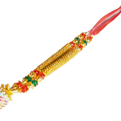 Artificial Gold And Flower Moti Mala For Pooja - 1 Pc