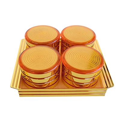 Oceana Round Dry Fruit Set  - (4 Containers with Lid & 1 Serving Tray)