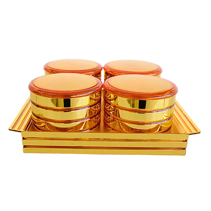 Oceana Round Dry Fruit Set  - (4 Containers with Lid & 1 Serving Tray)