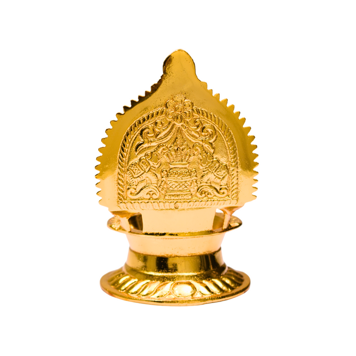 Brass Karumbu Kamatchi Oil Lamp Gold Plated Specially From Nachiyarkovil Kumbakonam - 1 Pc