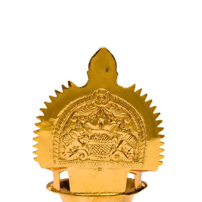 Brass Lakshmi Diya (Kamatchi Vilakku) Gold Plated Specially From Nachiyarkovil Kumbakonam - 1 pc (700 g)