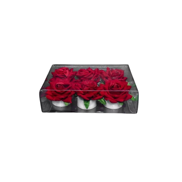 Rose Flameless Red Tealight (Battery Powered) - Set of 6