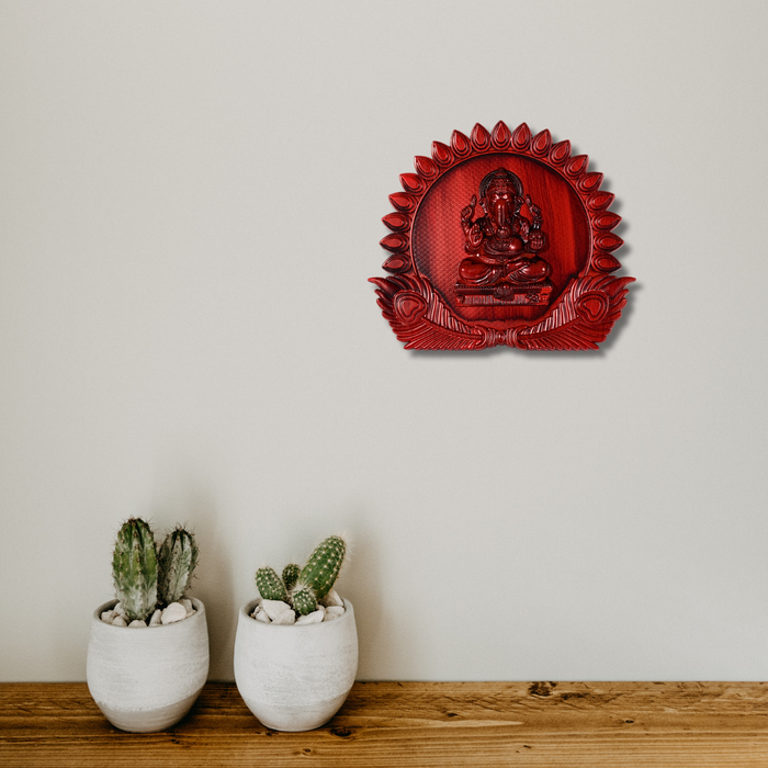 Plastic Ganesha Leaf Design Wall Hanging for Decoartion (Color may vary) - 1 Pc