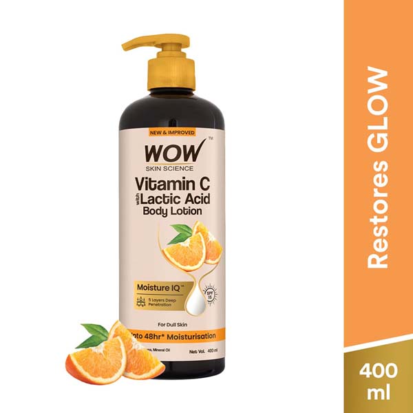 Wow Skin Science Vitamin C Body Lotion Non Sticky & Non Greasy Moisturising & Smoothening Care - 400 ml