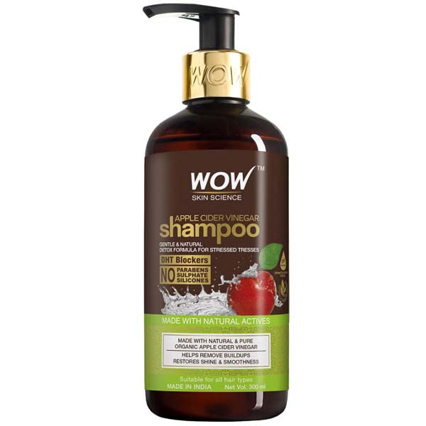 Wow Skin Science Apple Cider Vinegar Shampoo with DHT Blockers Gentle & Natural Detox Formula that Helps Remove Buildup Natural Ingredients - 300 ml