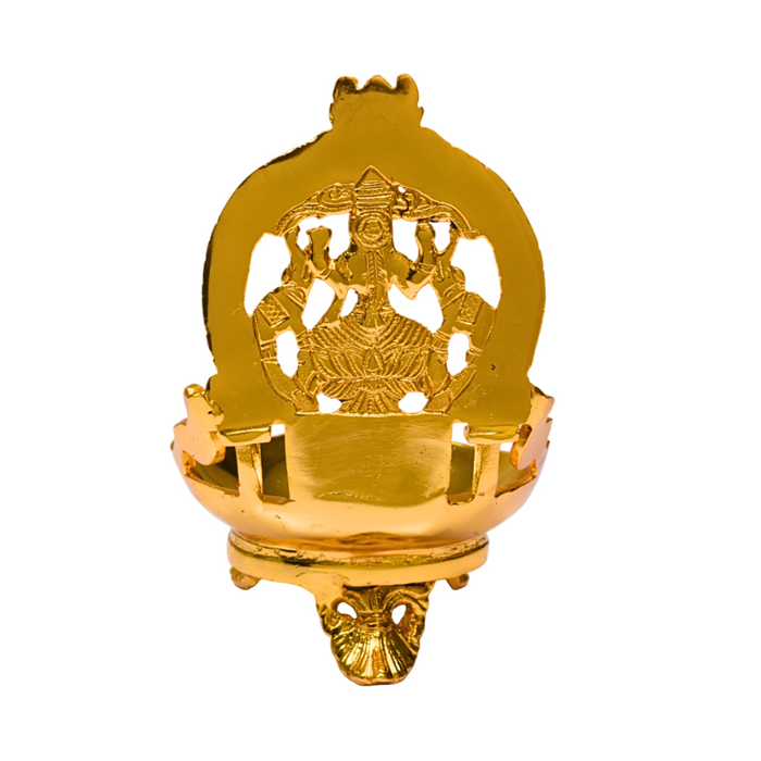 Brass Karumbu Kamatchi Agal Lamp Gold Plated Specially From Nachiyarkovil Kumbakonam - 9 Inches