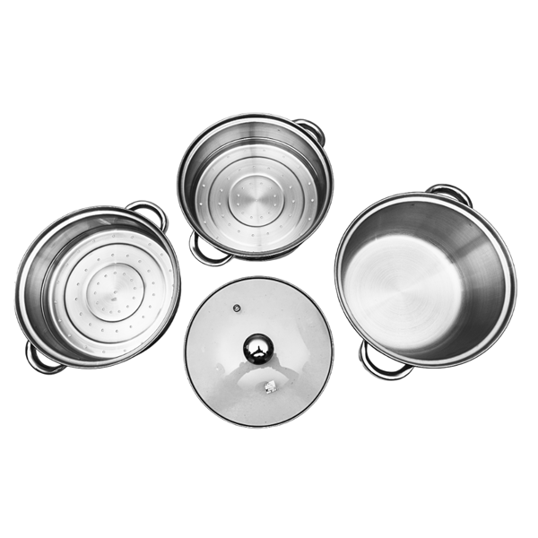 Pigeon Elantra Stainless Steel 3 Tier Steamer Pot Set with Glass Lid - 1 Pc