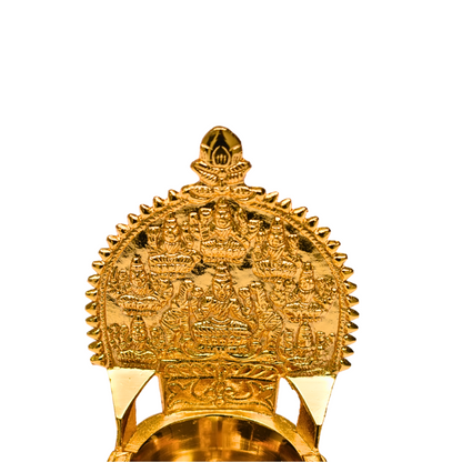 Brass Astalakshmi Diya (Vilakku) Gold Plated Specially From Nachiyarkovil Kumbakonam - 600 g