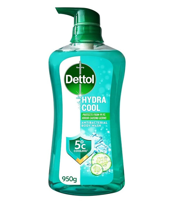 Dettol Hydra Cool Antibacterial Body wash Long Lasting Odour Protection With Menthol & Cucumber - 950 ml