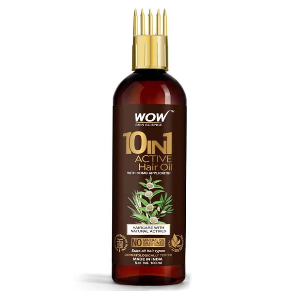 Wow Skin Science 10 in 1 Active Hair Oil With Comb Applicator - 100 ml