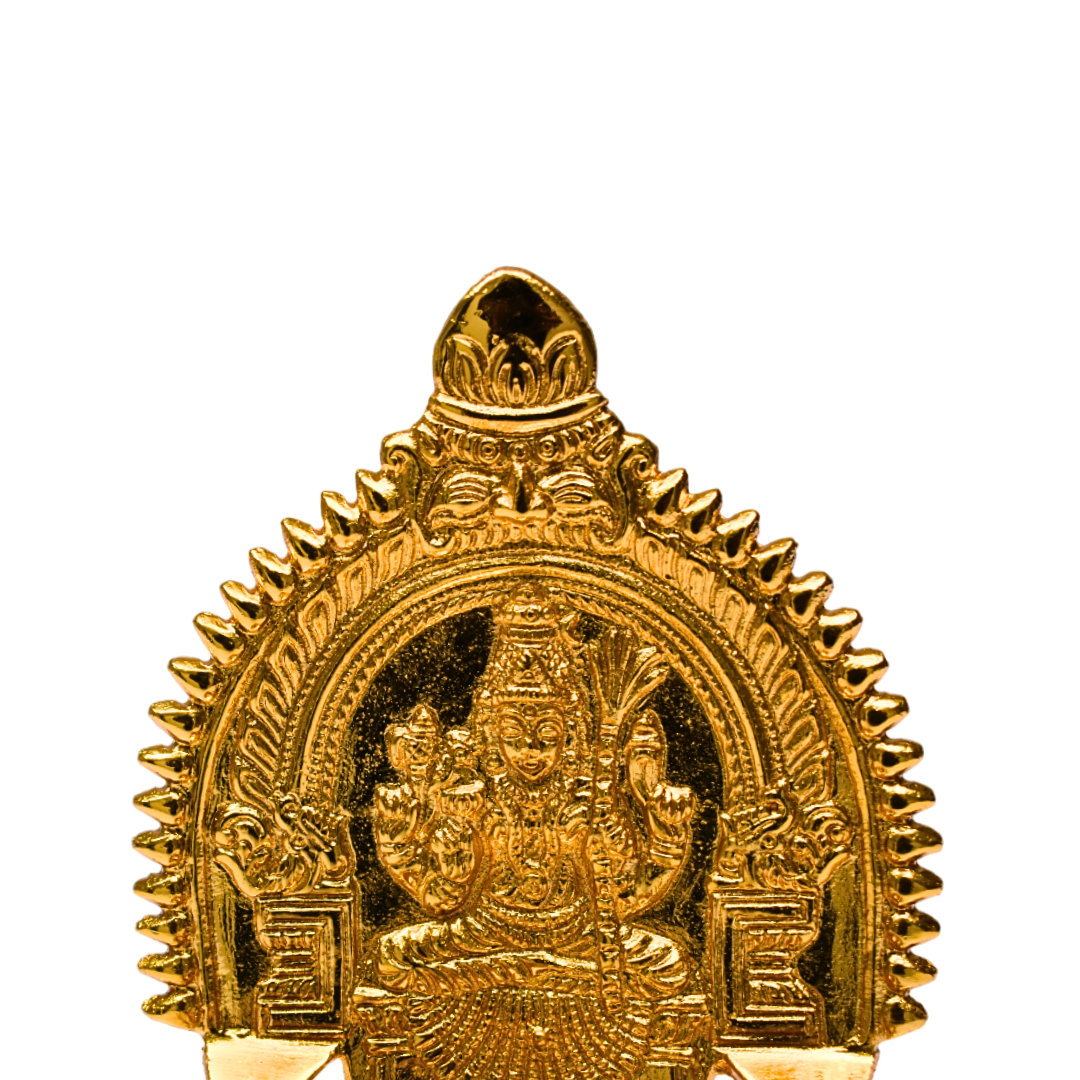 Brass Karumbu Kamatchi Oil Lamp Gold Plated Specially From Nachiyarkovil Kumbakonam - 1 Pc
