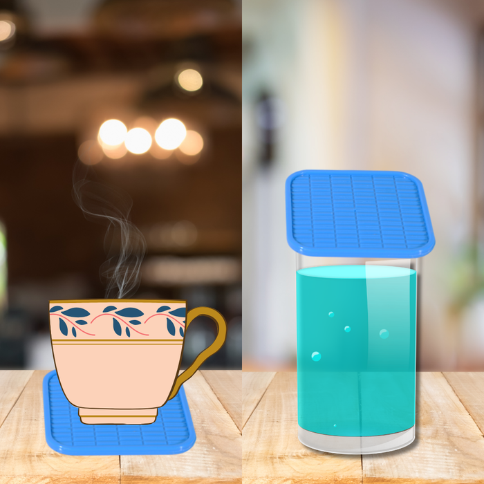 Plastic Square Design Tea Coffee Coasters - 1 Set