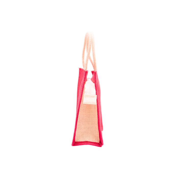 Jute bag Krishna Pink Colour With Zip - 1 Pc (8w x 9h x 4s)