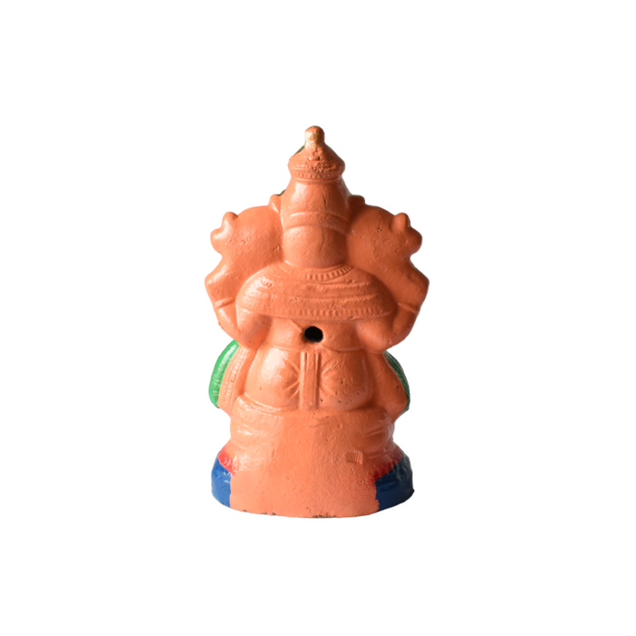 Ganesha Statue Painted Orange Idol Made With Real Clay - 1.2 Feet