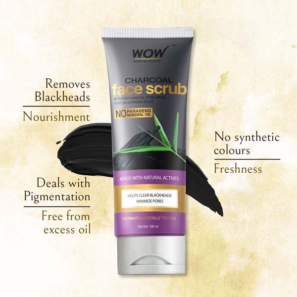 Wow Skin Science Activated Charcoal Face Scrub - 100 ml