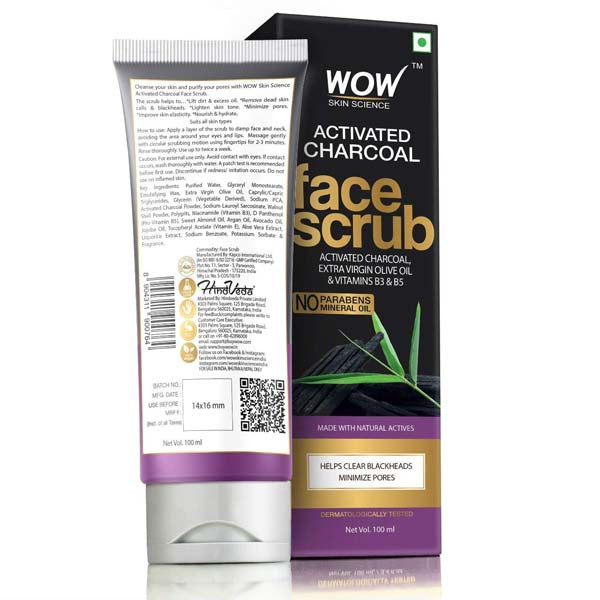 Wow Skin Science Activated Charcoal Face Scrub - 100 ml