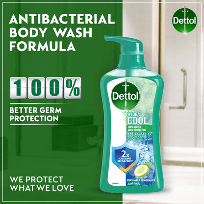 Dettol Hydra Cool Antibacterial Body wash Long Lasting Odour Protection With Menthol & Cucumber - 950 ml
