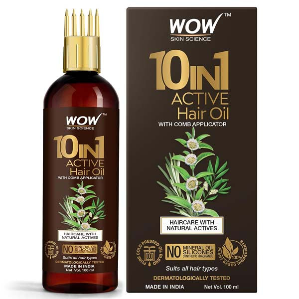 Wow Skin Science 10 in 1 Active Hair Oil With Comb Applicator - 100 ml