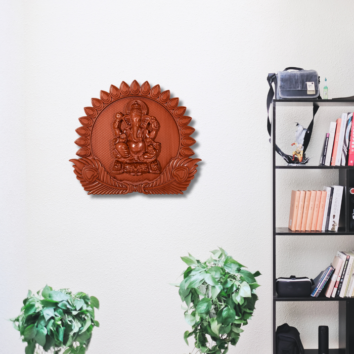 Plastic Ganesha Leaf Design Wall Hanging for Decoartion (Color may vary) - 1 Pc