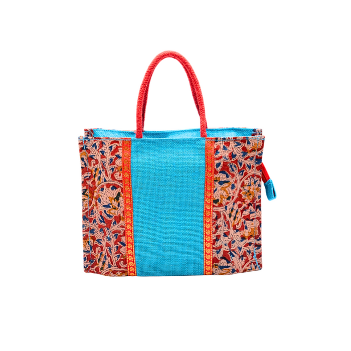 Ladies Fancy Kalamkari Bag Blue - 1 Pc(12w x 9h x 4s)