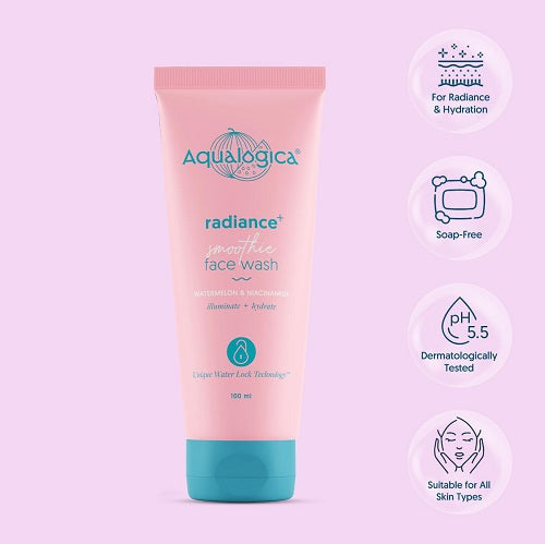 Aqualogica Radiance + Smoothie Face Wash with Watermelon & Niacinamide for Men & Women Reduces Dark Spots & Blemishes - 100 ml