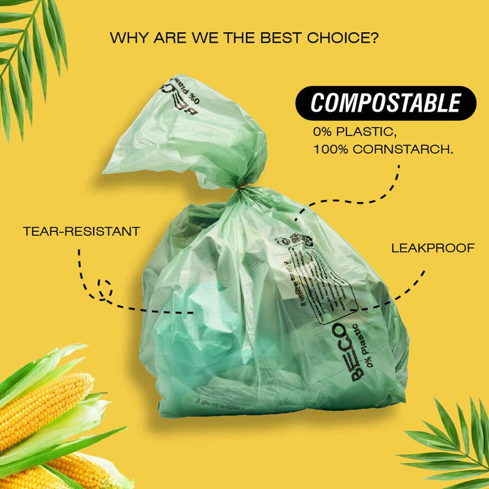 Beco Eco Friendly Compostable Garbage Bags for Dustbin - 15 Bags (Small)