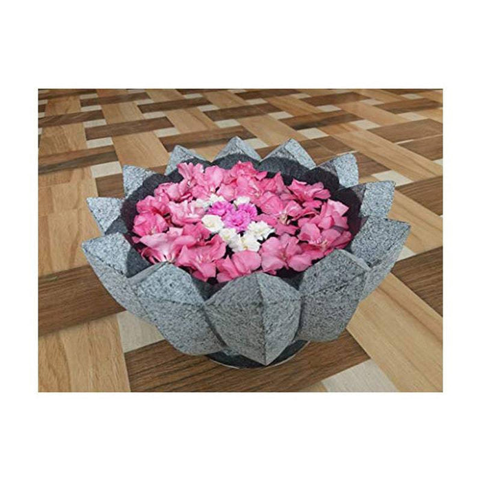 Black Stone Flower Pot Urli - 10 Inch