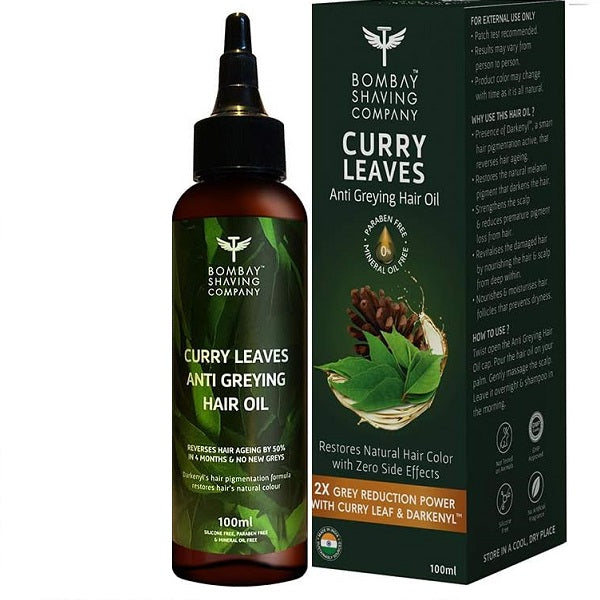 Bombay Shaving Company Anti Greying Hair Oil With Curry Leaves And Darkenyl - 100 ml