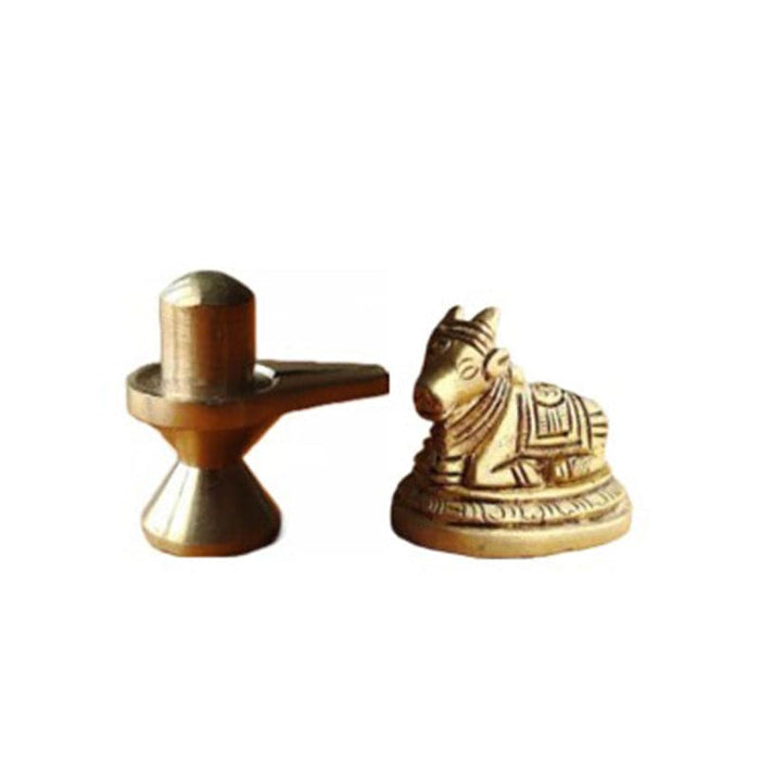 Brass Handcrafted Shiva Lingam With Nandhi - 1 pc