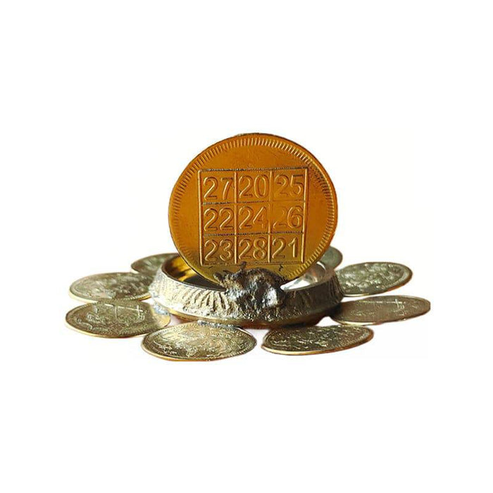 Brass Lakshmi Kubera Deepam With 9 Coins - 1 Pc