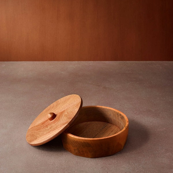 Ellementry Brown Mango Wood Roti Box For Kitchen/Gifting Purpose(WDTEA0966) - 1 Pc