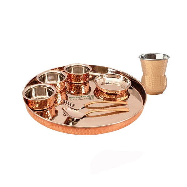 Copper Dinner Set / Copper Thali Set - 1 Set
