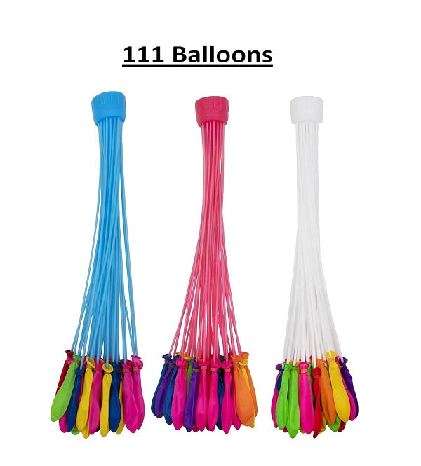 Darling Magic Balloon for Holi Water Balloons No Need to Tie Knots Crazy Quick Fill in 60 Seconds with 1 Universal tap Adapter   - (111 Balloons) Mix Color