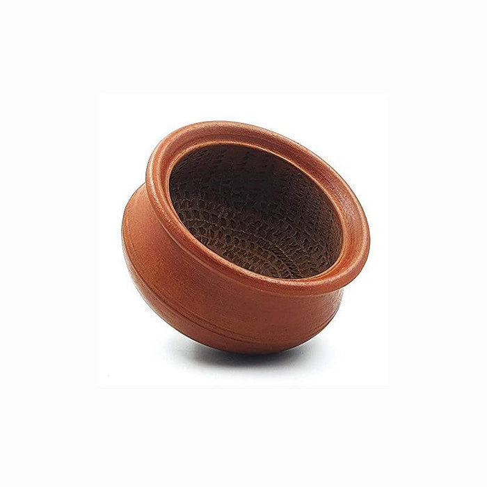 Village Decor Earthern Clay Keerai Chatti Spinach Pot With Lid - 2 L