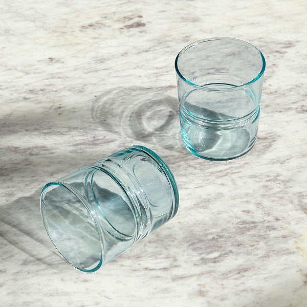 Ellementry Jove Blue Glass Tumbler Small For Kitchen/Gifting Purpose/Tableware(GSTEA2530) - 1 Pc (set of 2)