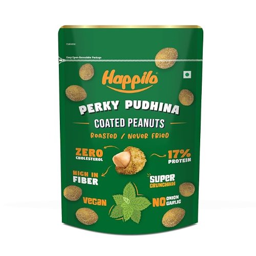 Happilo Premium Super Snack Perky Pudhina Peanut  Crunchy and Nutty High in Protein and Dietary Fibre - 110 g