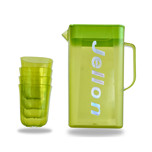 Plastic Jellon Jug for Water/Milk/Juice with Glass - Set of 4 (1.8L)