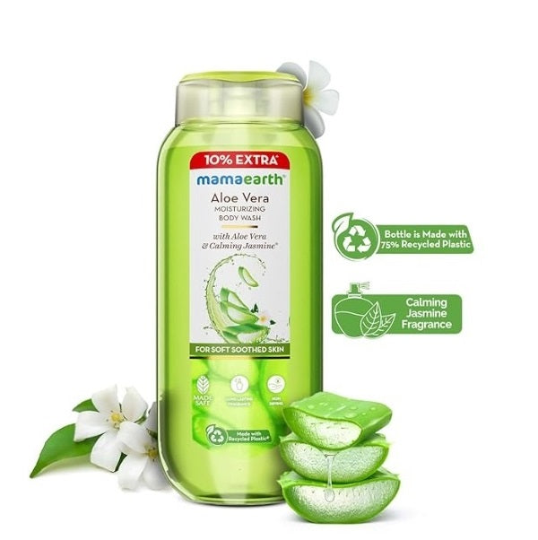 Mamaearth Aloe Vera Moisturizing Body Wash with Aloe Vera & Calming Jasmine Scent For Soft & Soothed Skin - 275 ml